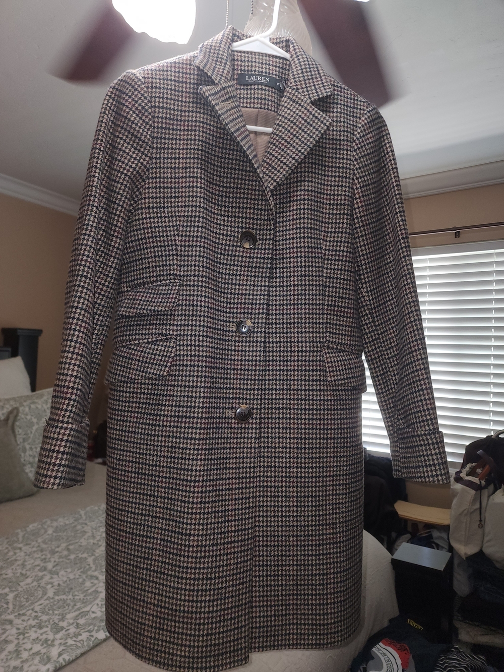 Lauren Ralph Lauren Women's Houndstooth Wool-Blend Coat - Brown/Black